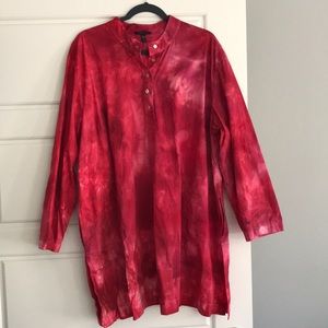 Eileen Fisher Organic Cotton Tie Dye Tunic Red 3X